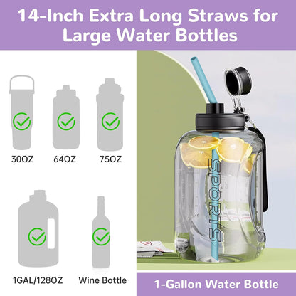 14PCS Silicone Straws Fit for Stanley 40oz 30oz Tumbler, 14” Straws
