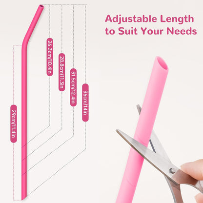 14PCS Silicone Straws Fit for Stanley 40oz 30oz Tumbler, 14” Straws