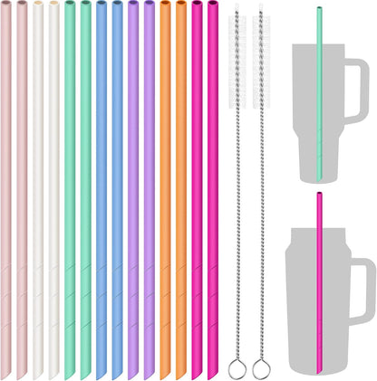 14PCS Silicone Straws Fit for Stanley 40oz 30oz Tumbler, 14” Straws