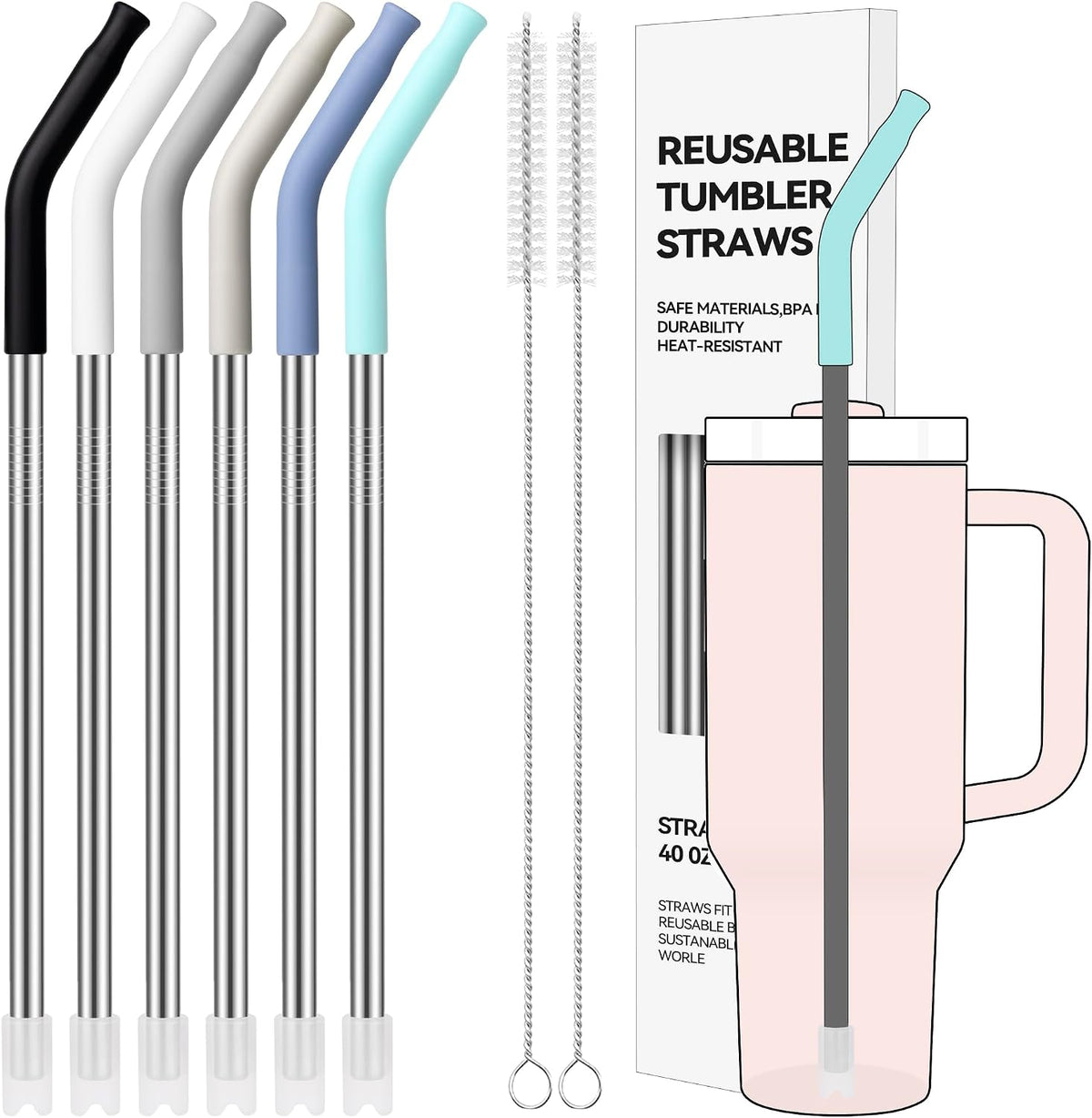 40 oz Straight Metal Straws for 40 oz Stanley Tumbler