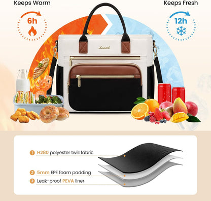 Insulated Lunch Box for Women,Large Adult Lunch Cooler Bag Women | Wide Opening Leakproof Cooler Bag with Cup Holder,Lunch Teacher Tote Bag for Work,Picnic,Beach,Family,College,Gift,13L - Colors B