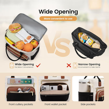 Insulated Lunch Box for Women,Large Adult Lunch Cooler Bag Women | Wide Opening Leakproof Cooler Bag with Cup Holder,Lunch Teacher Tote Bag for Work,Picnic,Beach,Family,College,Gift,13L - Colors B