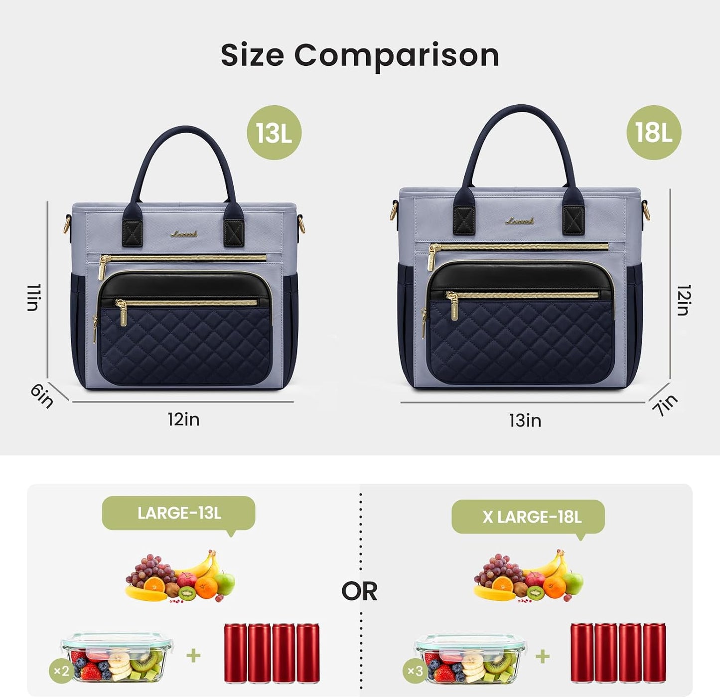 Insulated Lunch Box for Women,Large Adult Lunch Cooler Bag Women | Wide Opening Leakproof Cooler Bag with Cup Holder,Lunch Teacher Tote Bag for Work,Picnic,Beach,Family,College,Gift,13L - Colors B