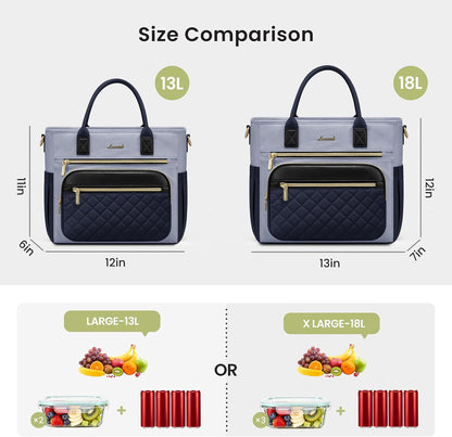 Insulated Lunch Box for Women,Large Adult Lunch Cooler Bag Women | Wide Opening Leakproof Cooler Bag with Cup Holder,Lunch Teacher Tote Bag for Work,Picnic,Beach,Family,College,Gift,13L - Colors B