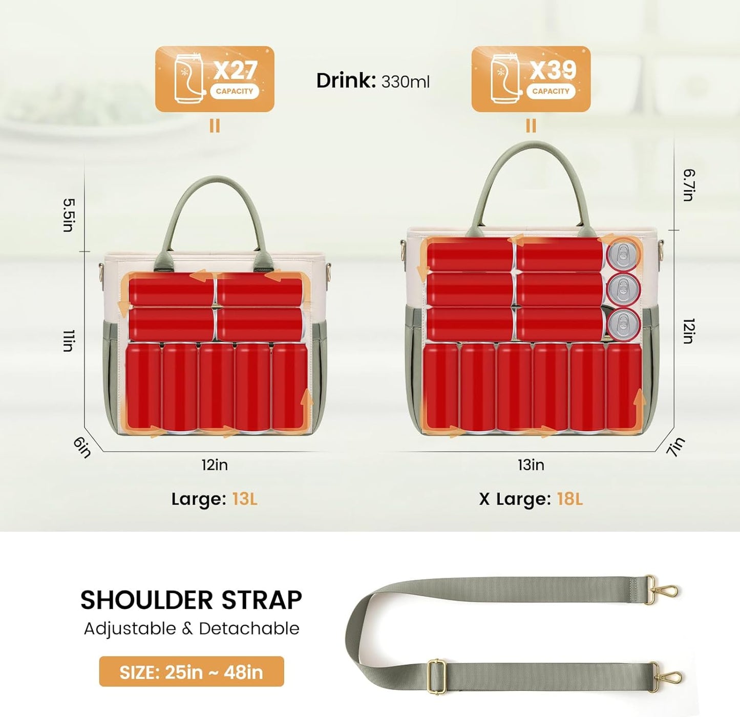 Insulated Lunch Box for Women,Large Adult Lunch Cooler Bag Women | Wide Opening Leakproof Cooler Bag with Cup Holder,Lunch Teacher Tote Bag for Work,Picnic,Beach,Family,College,Gift,13L - Colors B