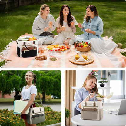 Insulated Lunch Box for Women,Large Adult Lunch Cooler Bag Women | Wide Opening Leakproof Cooler Bag with Cup Holder,Lunch Teacher Tote Bag for Work,Picnic,Beach,Family,College,Gift,13L - Colors B