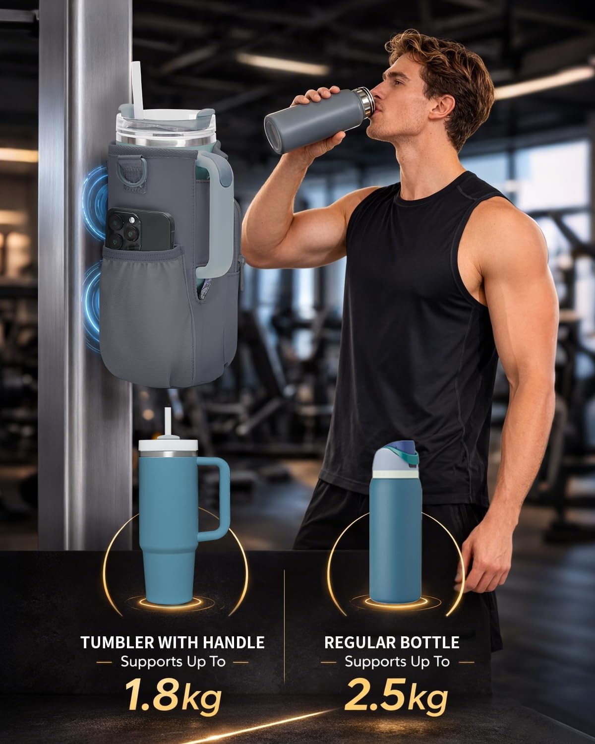 30/40oz Crossbody Water Bottle Holder Anti-Tip Tumbler Carrier
