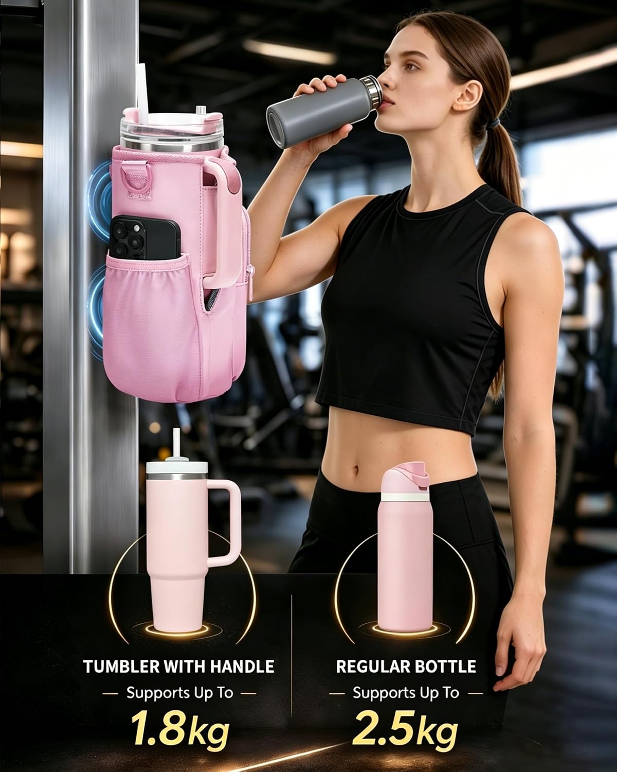 30/40oz Crossbody Water Bottle Holder Anti-Tip Tumbler Carrier