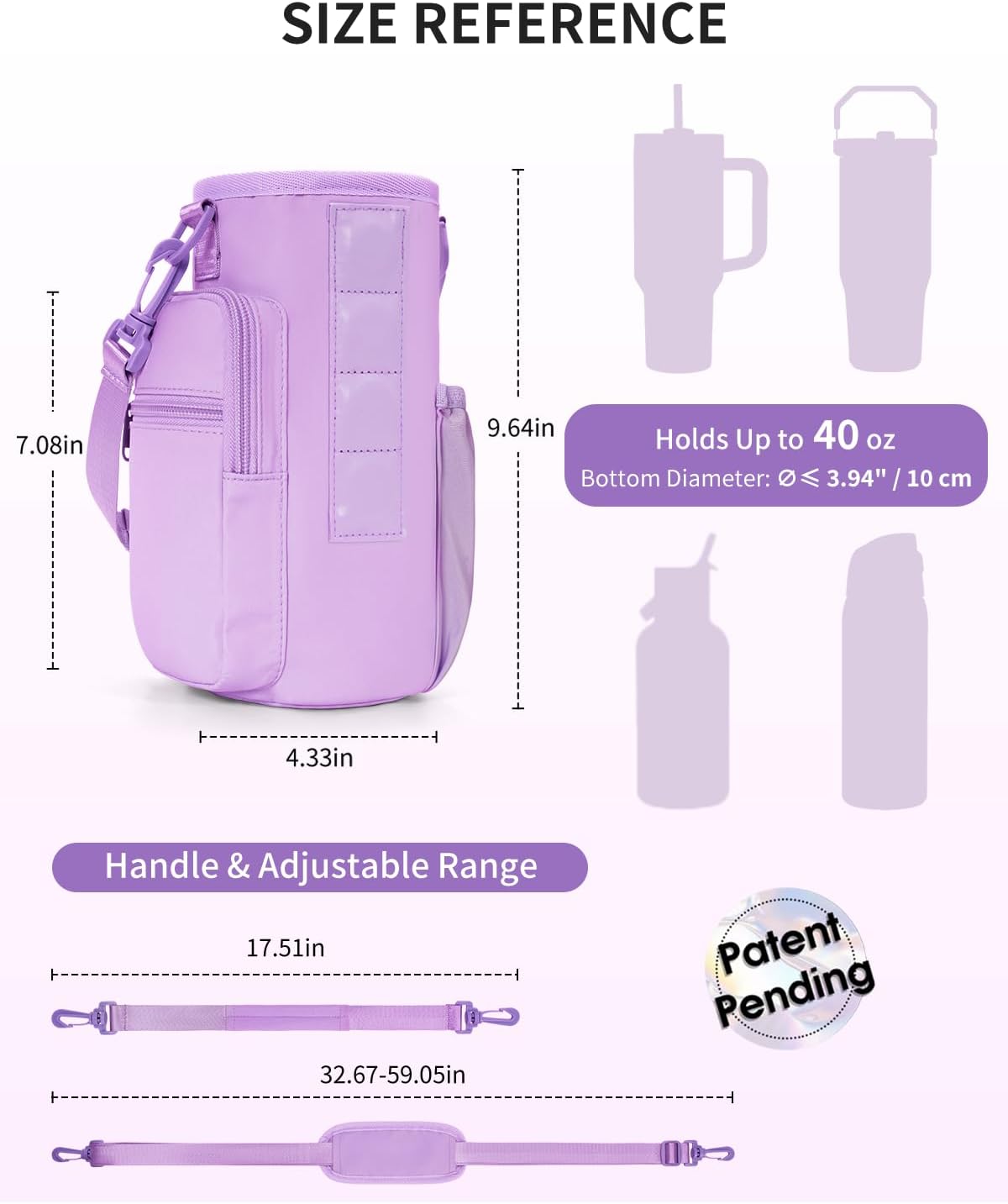 30/40oz Crossbody Water Bottle Holder Anti-Tip Tumbler Carrier