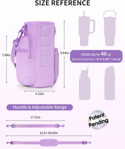 30/40oz Crossbody Water Bottle Holder Anti-Tip Tumbler Carrier