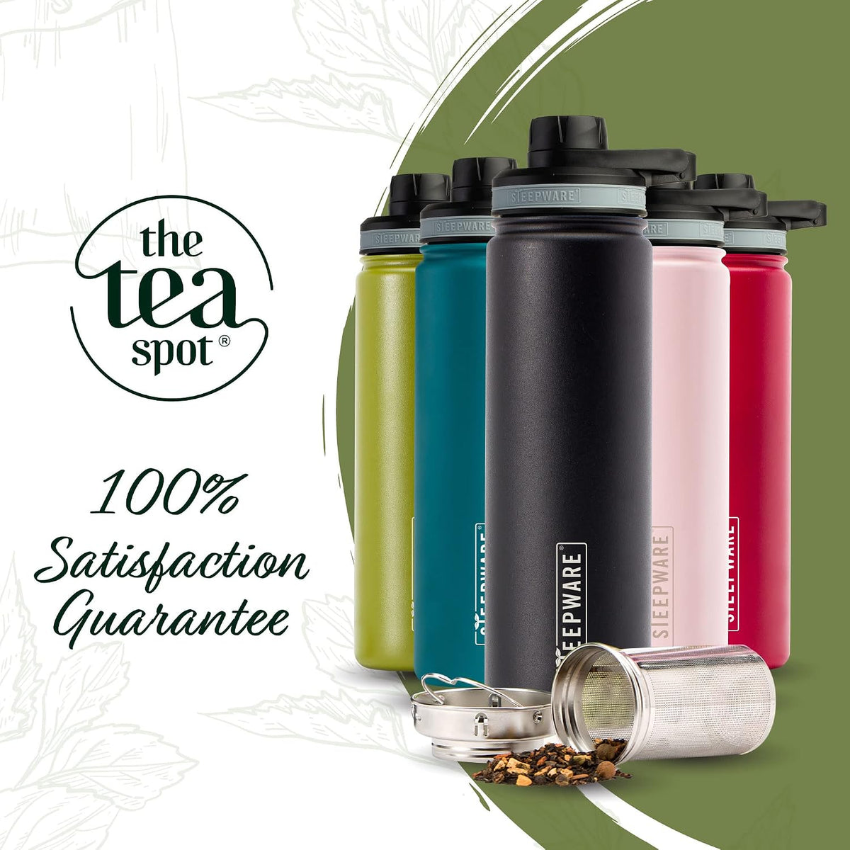 Steepware Tea Tumbler and Thermos, 22oz, Tea Bottle with tea infuser for loose leaf tea or iced coffee, Sleek Double Wall Tumbler & Insulated Travel Bottle - Teal