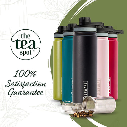 Steepware Tea Tumbler and Thermos, 22oz, Tea Bottle with tea infuser for loose leaf tea or iced coffee, Sleek Double Wall Tumbler & Insulated Travel Bottle - Teal