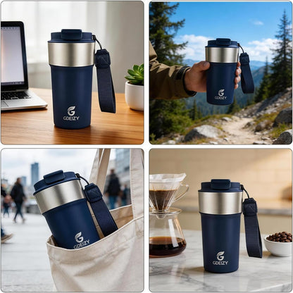 Insulated Travel Coffee Mug, 17oz Stainless Steel Leakproof Flip Straw Cup | Insulated Travel Coffee Mug, 17oz Stainless Steel Leakproof Flip Straw Cup