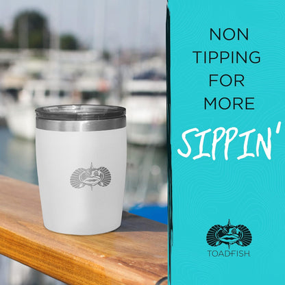 Non-tipping 10oz Double Wall Insulated Stainless Steel Rocks Tumbler w/ East Slide Lid - Graphite