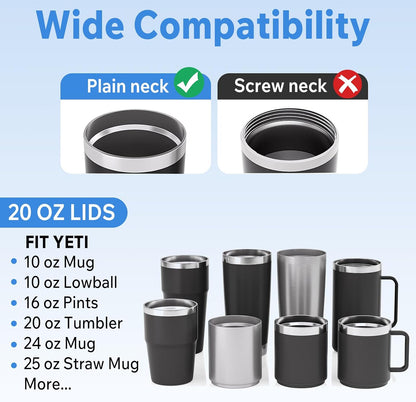 20 oz Tumbler Lid for YETI, 2 Pcs Magnetic Slider Replacement Lids for YETI