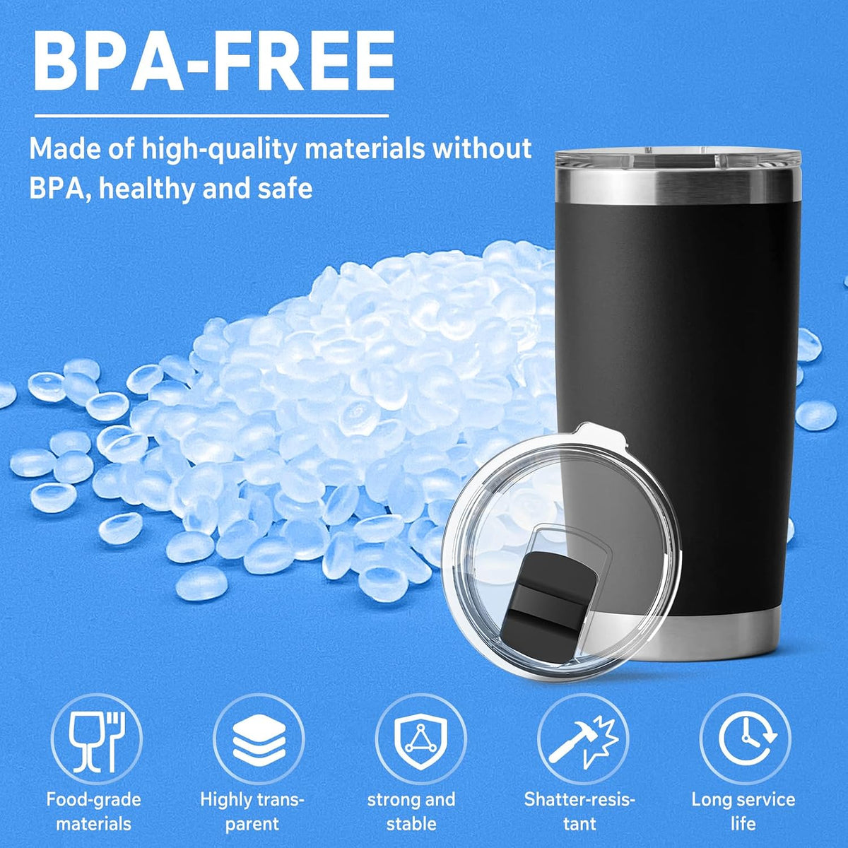 20 oz Tumbler Lid for YETI, 2 Pcs Magnetic Slider Replacement Lids for YETI