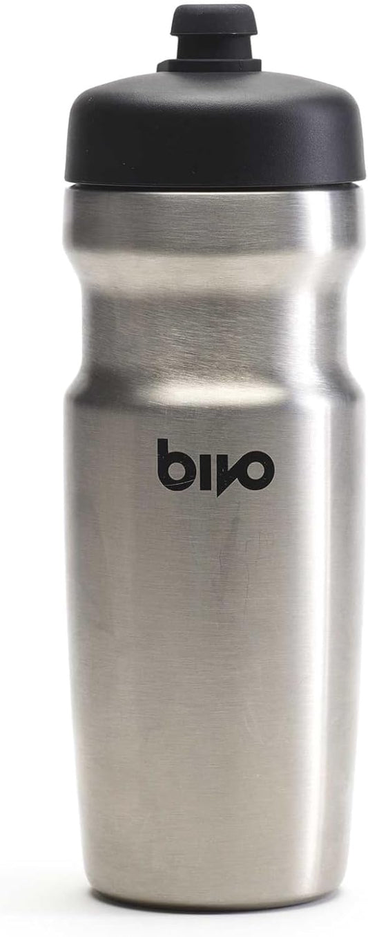 Trio Mini 17oz Insulated Stainless Steel Bike Water Bottle - for Cycling - Compact, Fits Most Cages, Dishwasher Safe, High Flow Sports Nozzle - Keeps Drinks Cold 12+ Hours - (Raw)