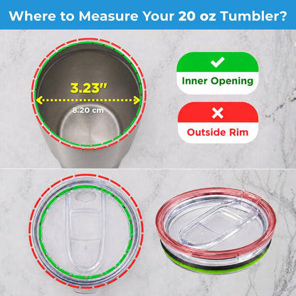20/10 oz Tumbler Lids, 3.23" Replacement Lid with Slider, 4 pcs