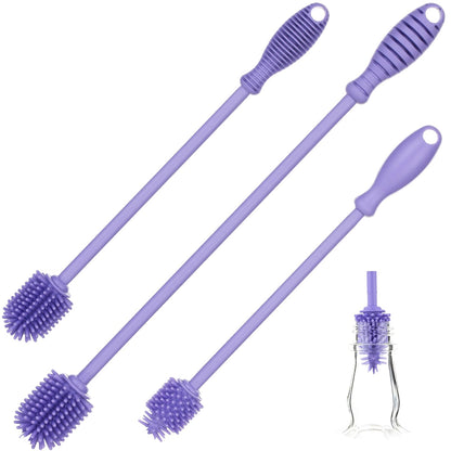 A-Brush Silicone Bottle Cleaner Brush, 2 Piece Set, Flexible, Long Handle - Water Bottle Cleaner, Baby Bottle Nipple Brush for Plastic & Glass, BPA-Free Dish Washing Brush