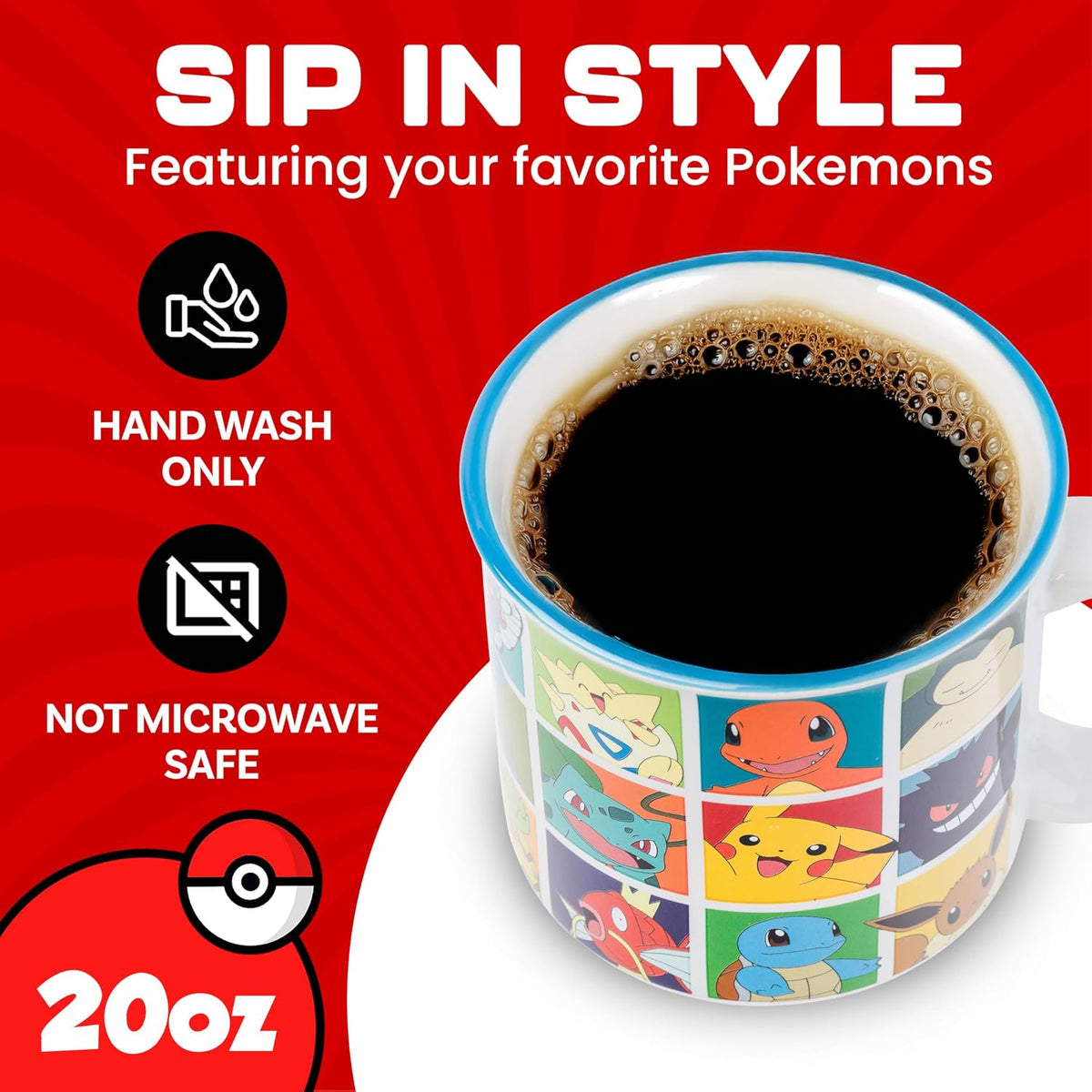 Pokémon Snorlax But First Coffee Quote, Ceramic Mug, 20oz | 0.59 Liters