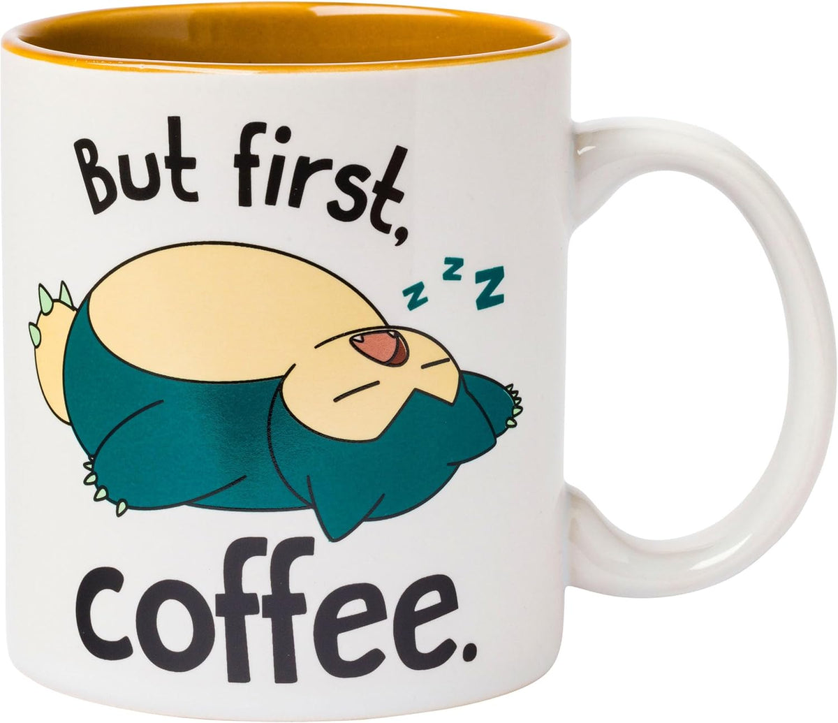 Pokémon Snorlax But First Coffee Quote, Ceramic Mug, 20oz | 0.59 Liters