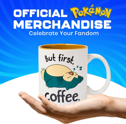 Pokémon Snorlax But First Coffee Quote, Ceramic Mug, 20oz | 0.59 Liters