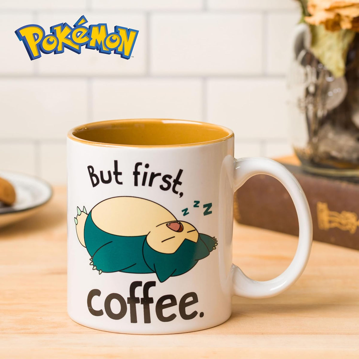 Pokémon Snorlax But First Coffee Quote, Ceramic Mug, 20oz | 0.59 Liters