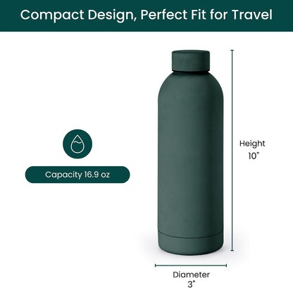 Stainless Steel Water Bottle 17 Oz, Vacuum Insulated, Leak Proof, Sand