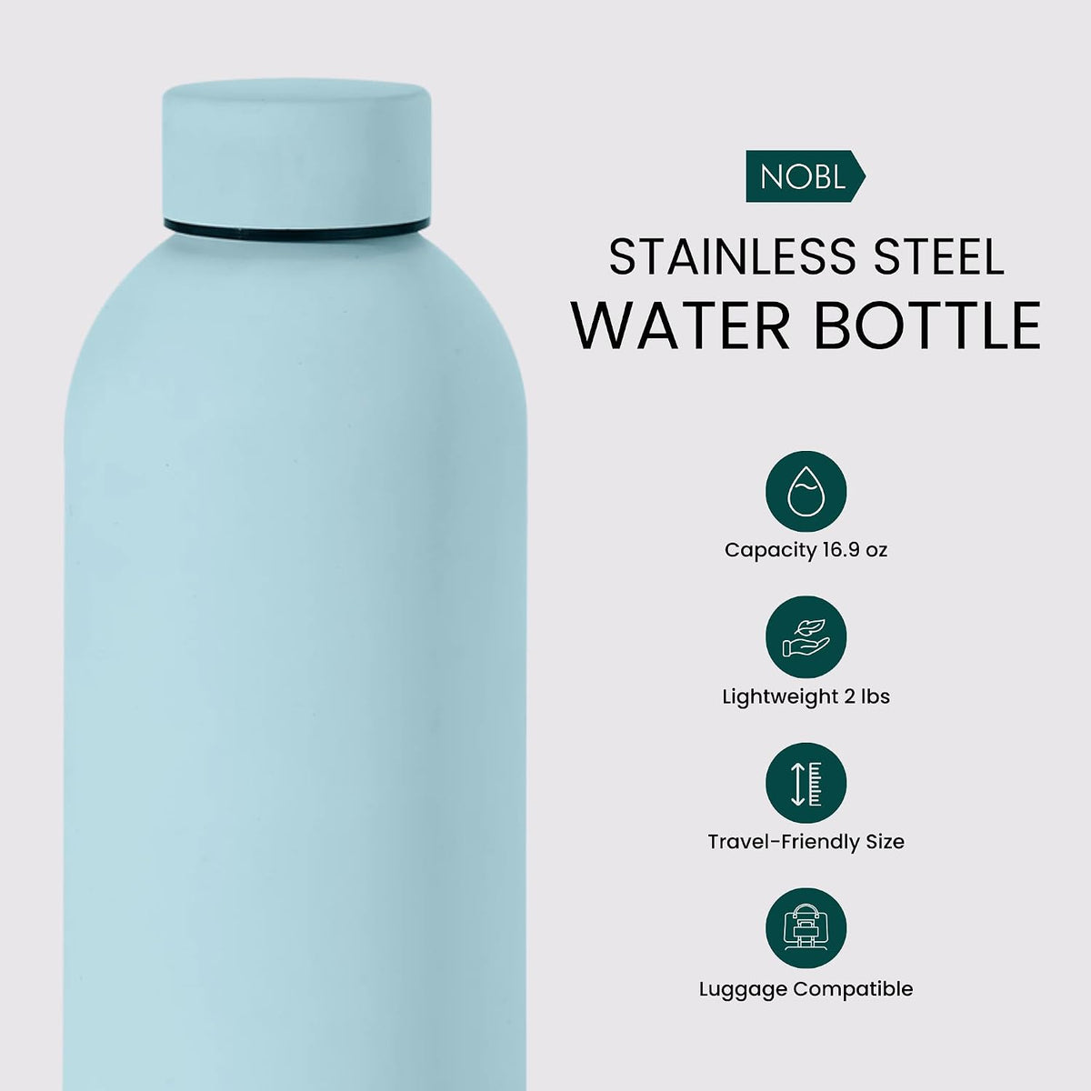 Stainless Steel Water Bottle 17 Oz, Vacuum Insulated, Leak Proof, Sand
