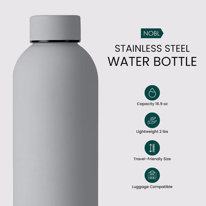 Stainless Steel Water Bottle 17 Oz, Vacuum Insulated, Leak Proof, Sand