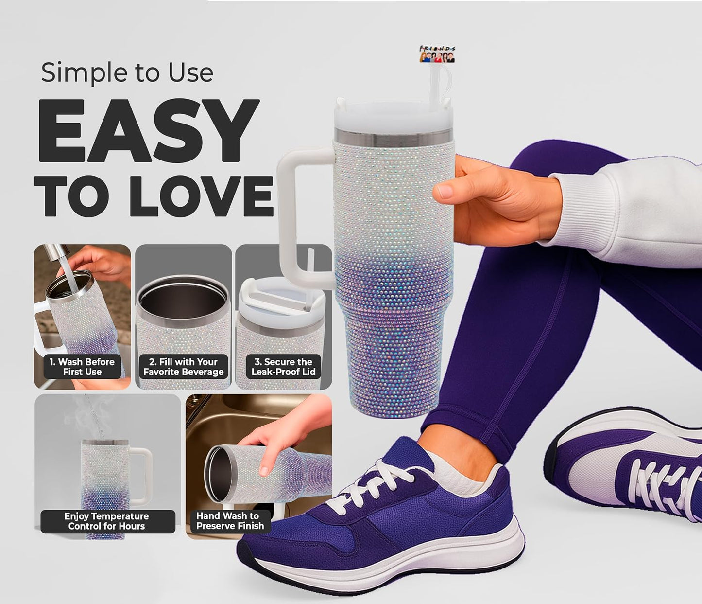Stainless Steel Tumbler with leak proof lid - Compact insulated travel mug for hot or cold - Reusable coffee mug and water bottle for office, gym, hiking (LITMUS DARK BLUE, TUMBLER 20oz)