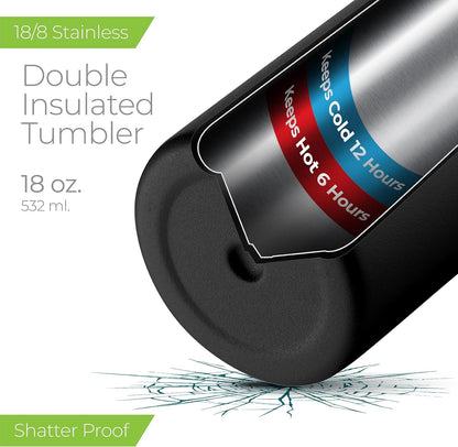 ™ 18 oz Slim Insulated Tumbler with Lid & Straw – Vacuum Insulated Stainless Steel, Leakproof, Cupholder Friendly – Perfect for Iced Coffee, Water & Travel – Green