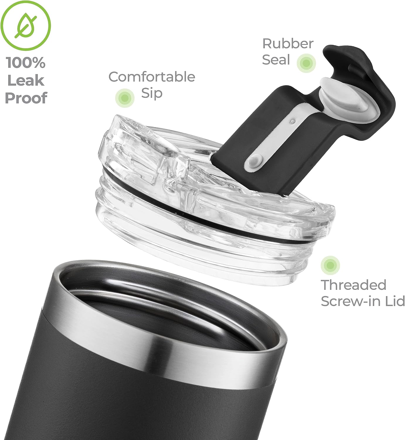 ™ 18 oz Slim Insulated Tumbler with Lid & Straw – Vacuum Insulated Stainless Steel, Leakproof, Cupholder Friendly – Perfect for Iced Coffee, Water & Travel – Green
