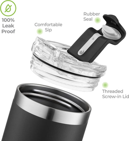 ™ 18 oz Slim Insulated Tumbler with Lid & Straw – Vacuum Insulated Stainless Steel, Leakproof, Cupholder Friendly – Perfect for Iced Coffee, Water & Travel – Green