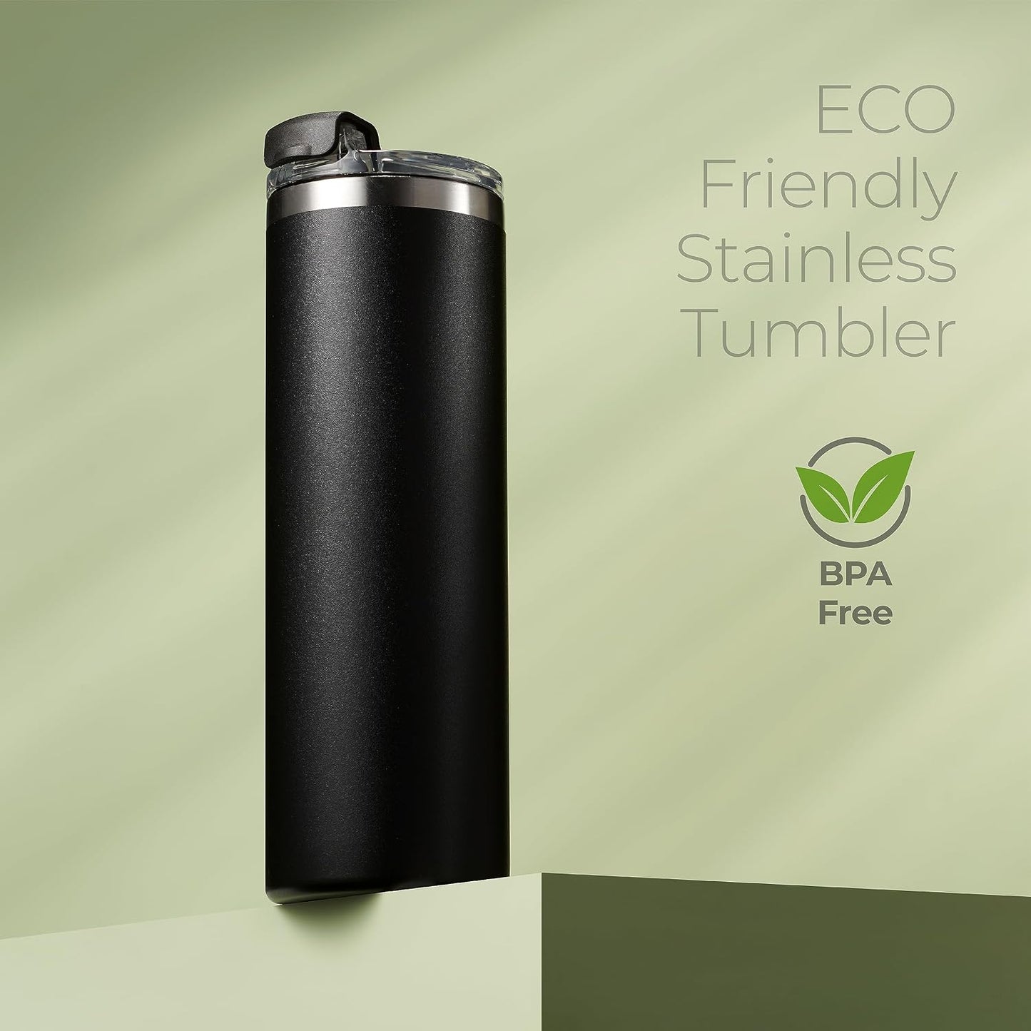 ™ 18 oz Slim Insulated Tumbler with Lid & Straw – Vacuum Insulated Stainless Steel, Leakproof, Cupholder Friendly – Perfect for Iced Coffee, Water & Travel – Green