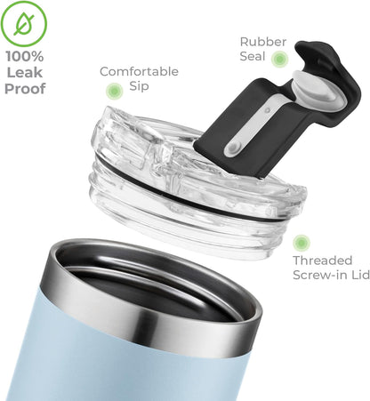 ™ 18 oz Slim Insulated Tumbler with Lid & Straw – Vacuum Insulated Stainless Steel, Leakproof, Cupholder Friendly – Perfect for Iced Coffee, Water & Travel – Green
