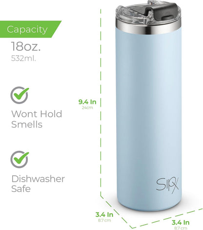 ™ 18 oz Slim Insulated Tumbler with Lid & Straw – Vacuum Insulated Stainless Steel, Leakproof, Cupholder Friendly – Perfect for Iced Coffee, Water & Travel – Green
