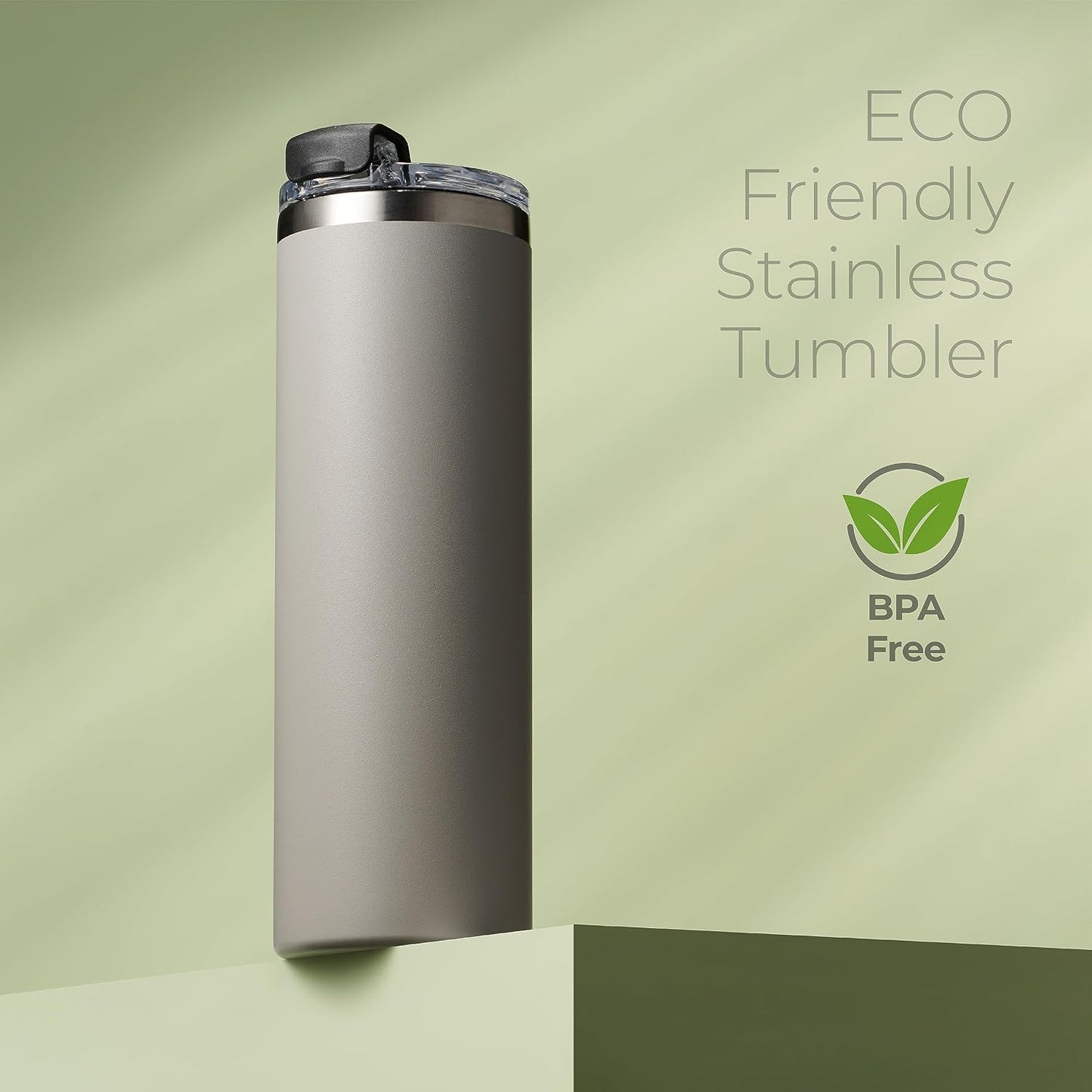 ™ 18 oz Slim Insulated Tumbler with Lid & Straw – Vacuum Insulated Stainless Steel, Leakproof, Cupholder Friendly – Perfect for Iced Coffee, Water & Travel – Green