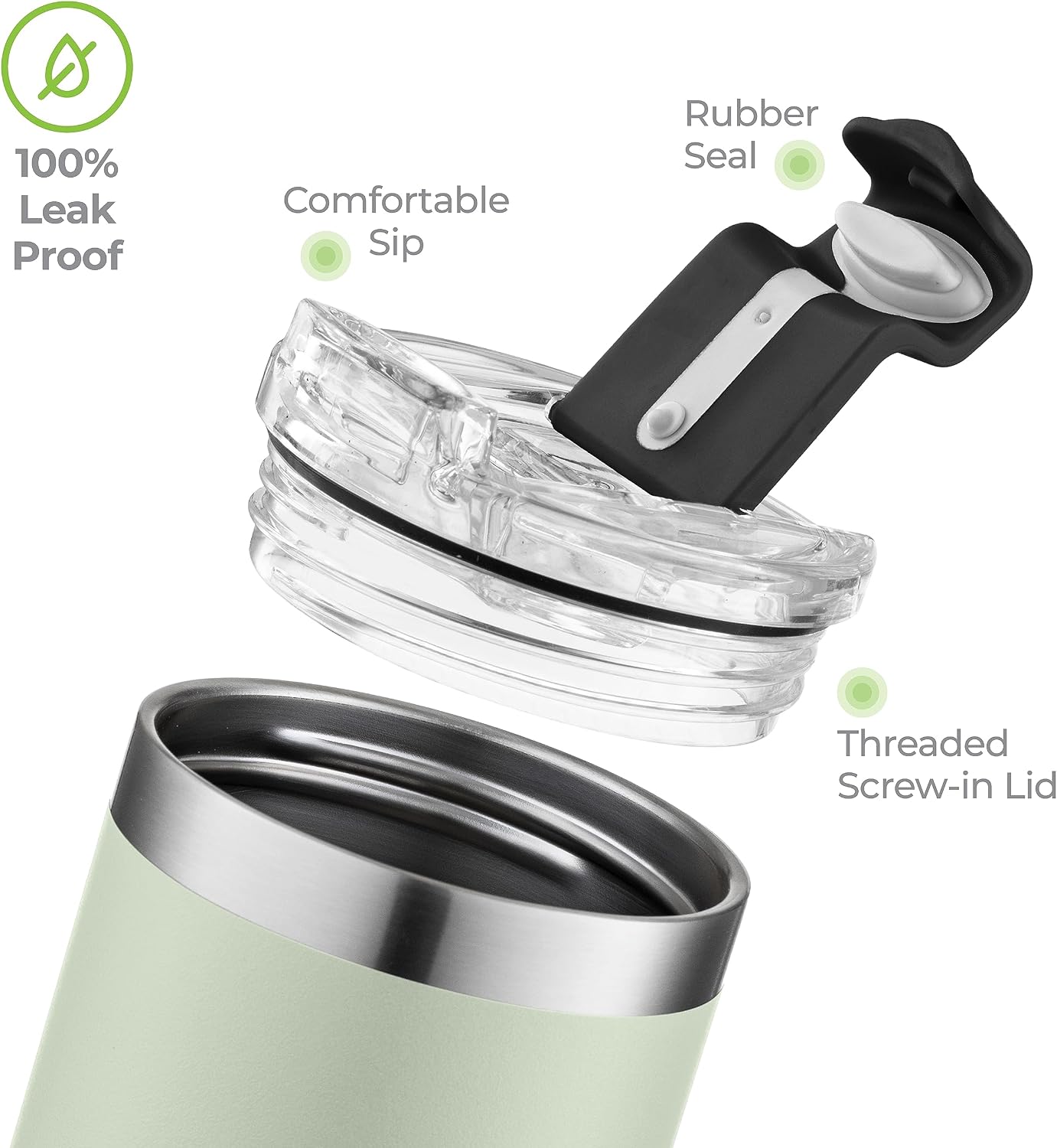 ™ 18 oz Slim Insulated Tumbler with Lid & Straw – Vacuum Insulated Stainless Steel, Leakproof, Cupholder Friendly – Perfect for Iced Coffee, Water & Travel – Green