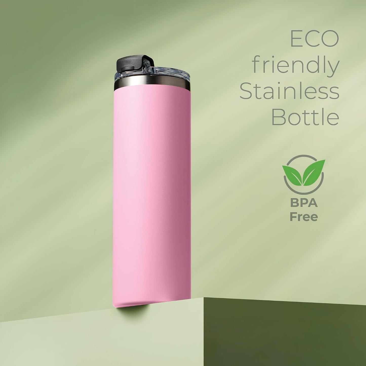 ™ 18 oz Slim Insulated Tumbler with Lid & Straw – Vacuum Insulated Stainless Steel, Leakproof, Cupholder Friendly – Perfect for Iced Coffee, Water & Travel – Green