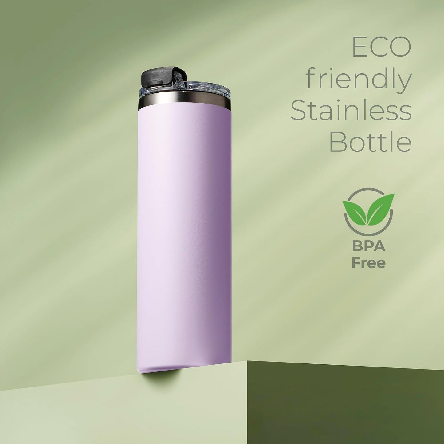™ 18 oz Slim Insulated Tumbler with Lid & Straw – Vacuum Insulated Stainless Steel, Leakproof, Cupholder Friendly – Perfect for Iced Coffee, Water & Travel – Green