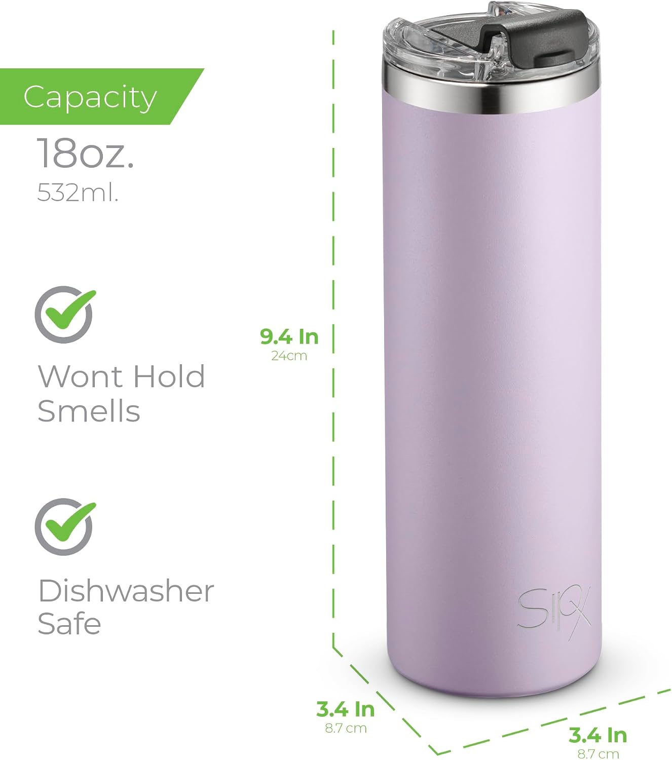™ 18 oz Slim Insulated Tumbler with Lid & Straw – Vacuum Insulated Stainless Steel, Leakproof, Cupholder Friendly – Perfect for Iced Coffee, Water & Travel – Green