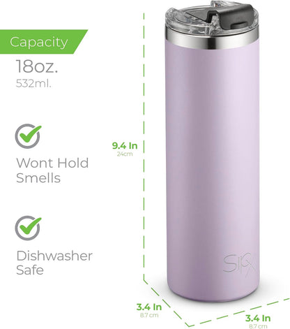 ™ 18 oz Slim Insulated Tumbler with Lid & Straw – Vacuum Insulated Stainless Steel, Leakproof, Cupholder Friendly – Perfect for Iced Coffee, Water & Travel – Green