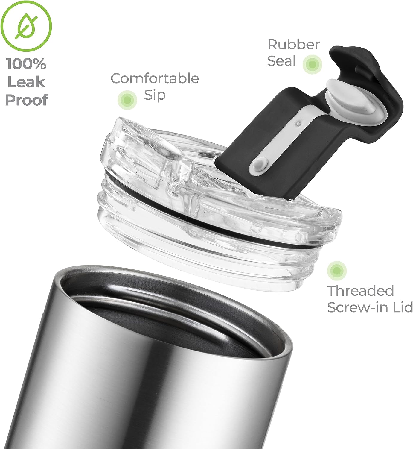 ™ 18 oz Slim Insulated Tumbler with Lid & Straw – Vacuum Insulated Stainless Steel, Leakproof, Cupholder Friendly – Perfect for Iced Coffee, Water & Travel – Green