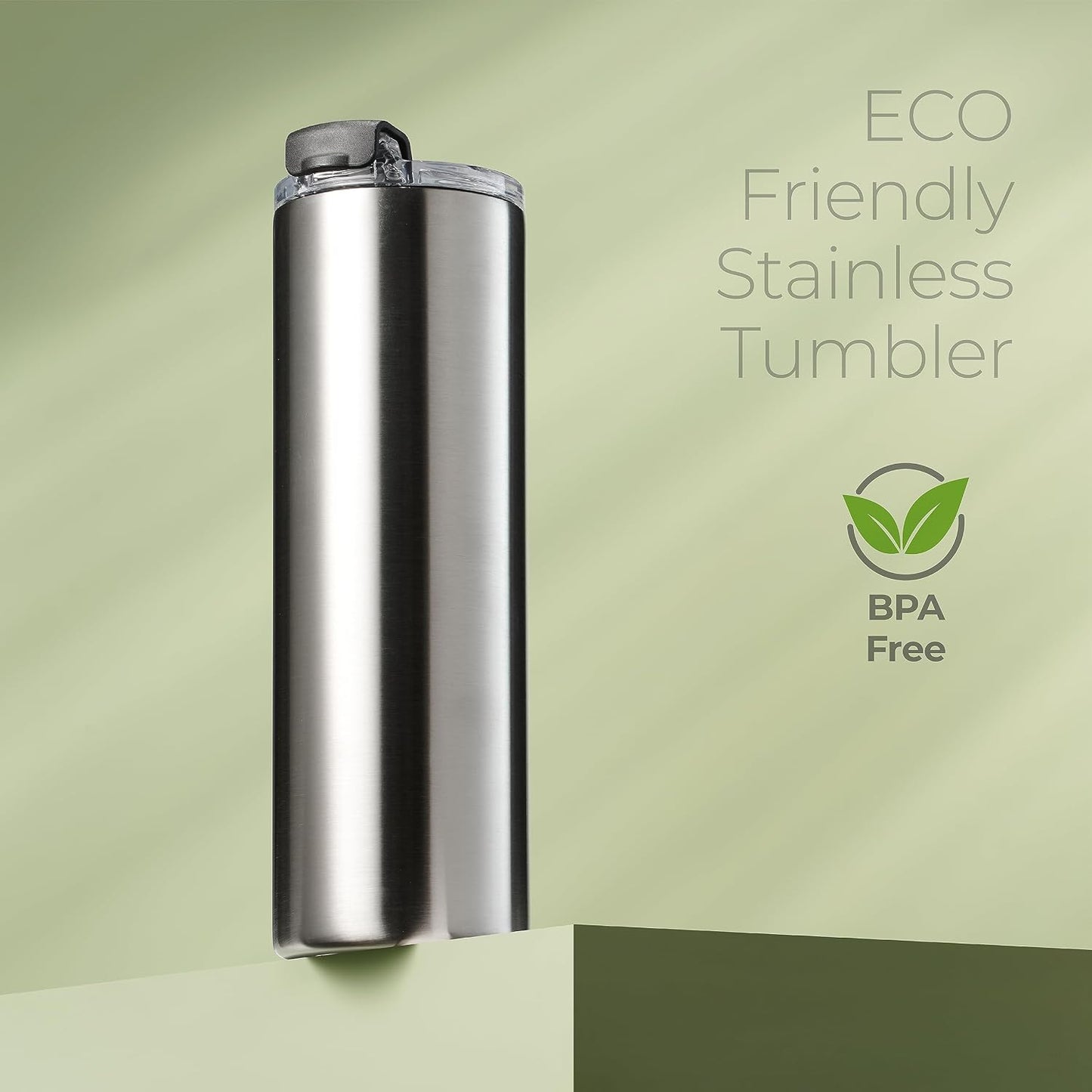 ™ 18 oz Slim Insulated Tumbler with Lid & Straw – Vacuum Insulated Stainless Steel, Leakproof, Cupholder Friendly – Perfect for Iced Coffee, Water & Travel – Green