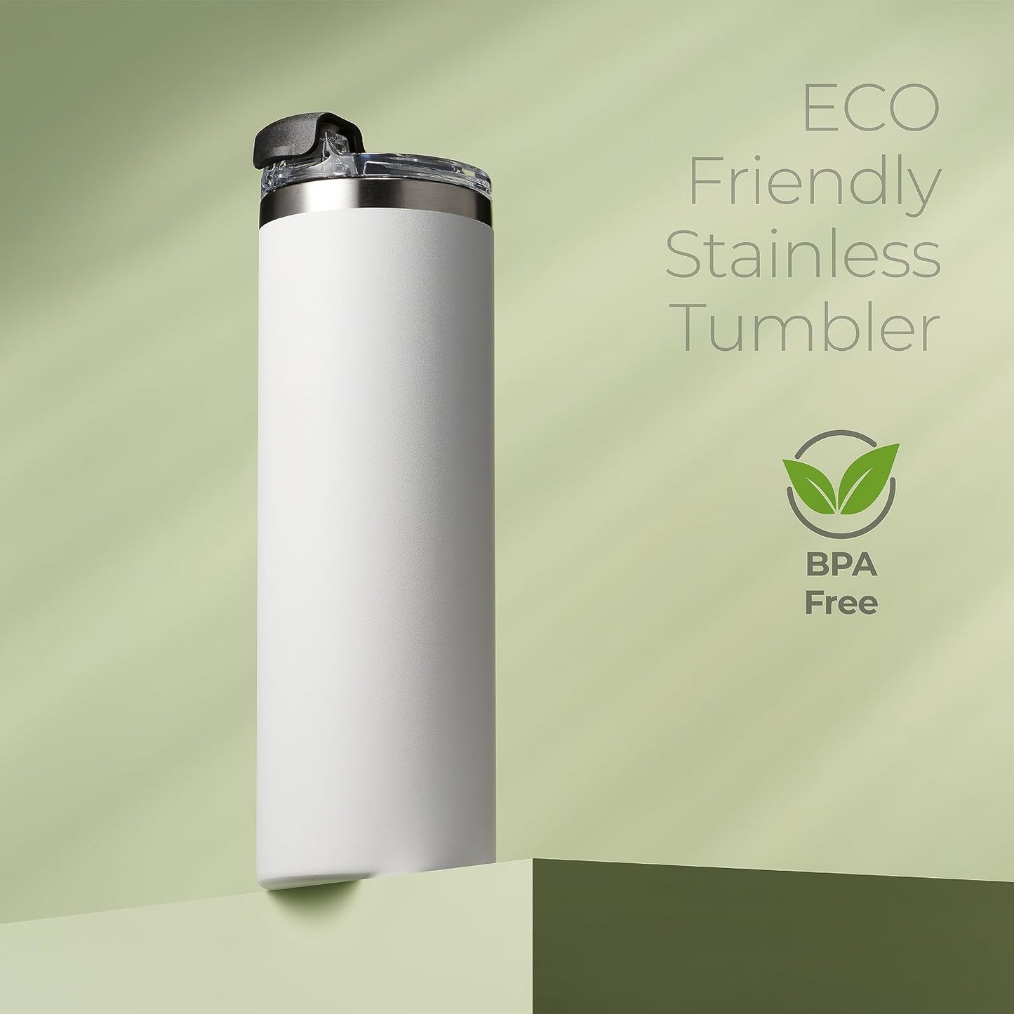 ™ 18 oz Slim Insulated Tumbler with Lid & Straw – Vacuum Insulated Stainless Steel, Leakproof, Cupholder Friendly – Perfect for Iced Coffee, Water & Travel – Green