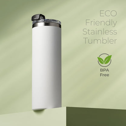 ™ 18 oz Slim Insulated Tumbler with Lid & Straw – Vacuum Insulated Stainless Steel, Leakproof, Cupholder Friendly – Perfect for Iced Coffee, Water & Travel – Green