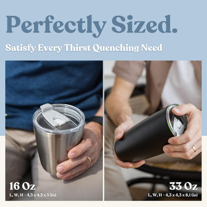Thermal Insulated Stainless Steel Tumbler with Lid and Straw, Reusable Thermos Cup for Hot and Cold Drinks, To Go Coffee Travel Mug, Leak Proof Water Bottle, No Spill, Dishwasher Safe