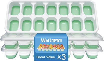Ice Cube Tray with Lid, Silicone Easy-Release Ice Trays for Freezer, Stackable Ice Cube Molds for Drinks, Cocktails, Whiskey, Coffee - BPA-Free and Odor-Free,Ice Cube Trays for Freezer