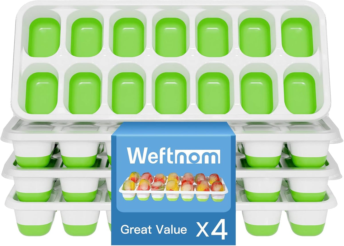 Ice Cube Tray with Lid, Silicone Easy-Release Ice Trays for Freezer, Stackable Ice Cube Molds for Drinks, Cocktails, Whiskey, Coffee - BPA-Free and Odor-Free,Ice Cube Trays for Freezer